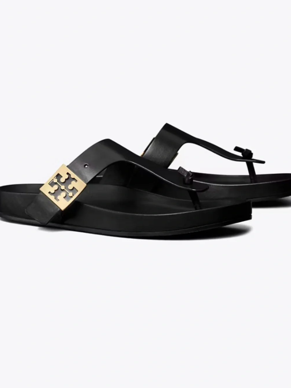 Tory Burch Mellow Thong Sandals with Gold Logo Accent - Size 9